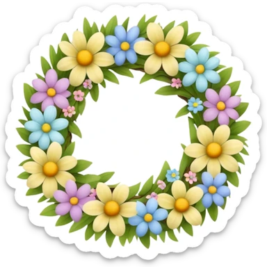 flower easter wreath in a shape of an egg sticker