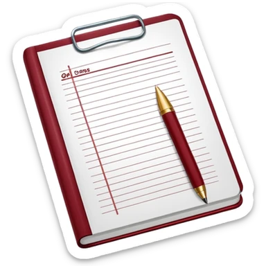 HAZ UN planificador de lista de objetivos en color vinotinto/rojo carmesí brillante, con hojas de cuaderno blancas (no agregues frutas ni nada de eso) https://imgproxy.attic.sh/insecure/f:png/plain/https://attic.sh/z0hvfdddapmiax935oa389bq0wzk  sticker