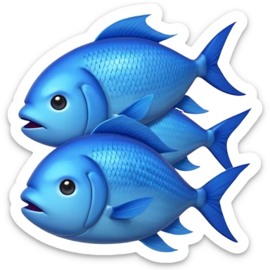 large pile of blue fish, iPhone Apple emoji style, something between 2D and 3D sticker