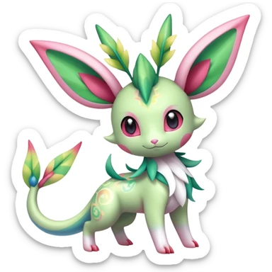 Shiny Exotic Cute Adorable Majestic Ethereal Sparkly Flygon-Sylveon-Leafeon-Shaymin-Hybrid-Creature with pattern-markings sticker