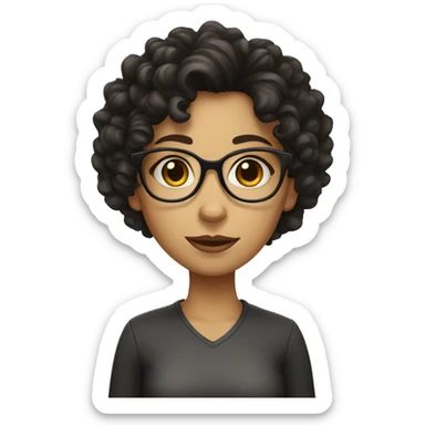 A curly dark-haired girl with glasses and bad glasses. sticker