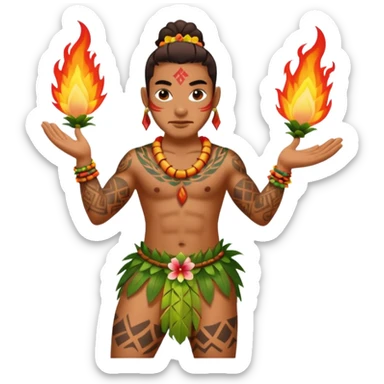 hawaiian fire dancer with tattoos sticker