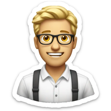 Nerd white guy, marketing type, impressed, mouth open sticker