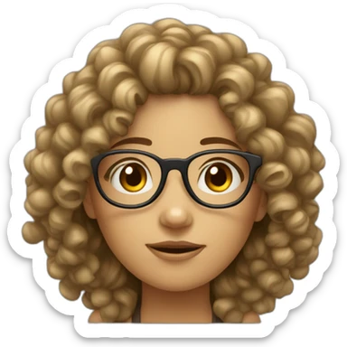 A curly-haired girl with glasses and bad glasses. sticker