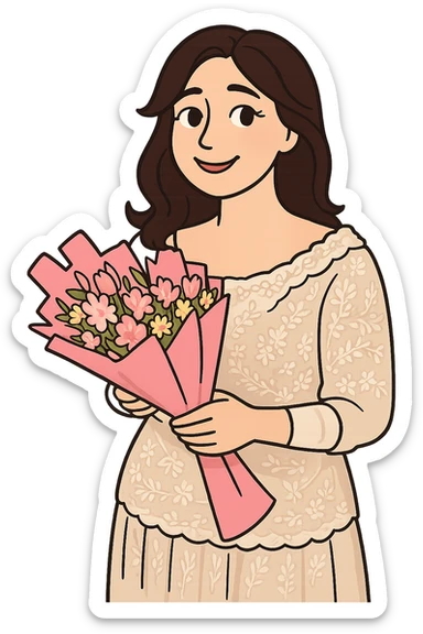 Create a cartoon sticker in Flat Toon style with a loving expression, transparent background. sticker