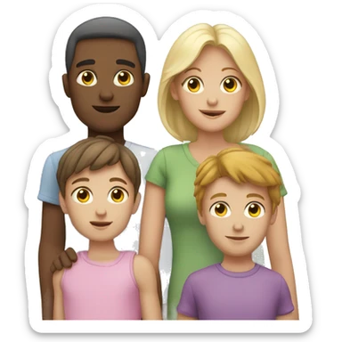 white Family with 3 kids : 1 girl and 2 boys sticker