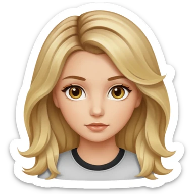 White girl hazel eyes with medium voluminous hair with blonde highlights balayage sticker