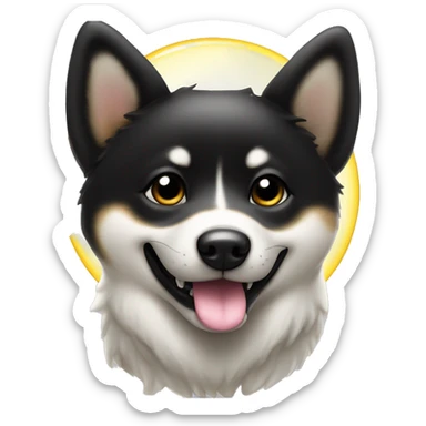 Black Shiba Inu angel | face | fantasy | halo | innocent | smiling face with halo sticker