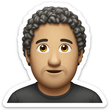 an emoji of an akouf : an akouf is a male in his twenties with curly hair and a little bit overweight. he has the face of a simple man who doesn't like to think sticker