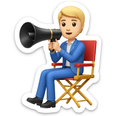 film director emoji with a megaphone and director's chair sticker