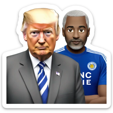 Leicester city football supporter with Donald trump  sticker