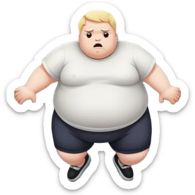 A fat person jumping out of a window and he is sad sticker