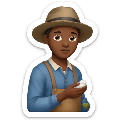 black character picking cotton sticker