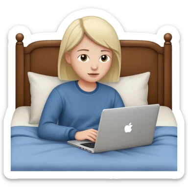 laptop working in bed sticker