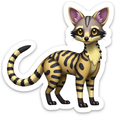 Rare warm-colored exotic edgy epic aesthetic gloomy spooky dark modern colorful cyber-Genet-Trico-species-Fakemon-hybrid-creature, with beautiful intricate markings, full body sticker