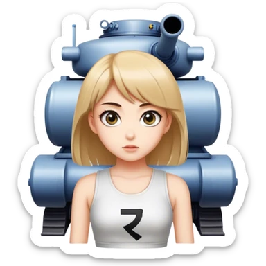 Beautiful girl with big eyes and "ryu" written on toptank sticker