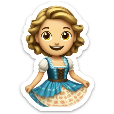 Happy girl spinning around with dirndl dress sticker