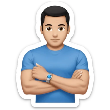 pretty bratz emoji of salman khan wearing a black tee, silver- blue bracelet, black hair sticker