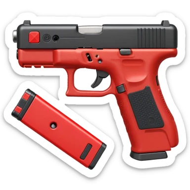 a red glock 20 with a drum mag inside of it with a red flag like people wear in real life with a incognito switch in the back plate sticker