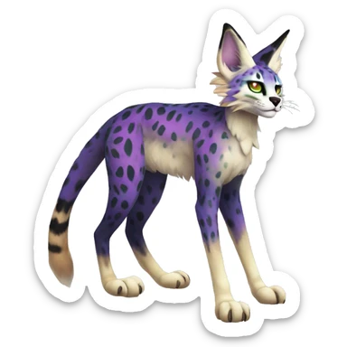 Epic Edgy Colorful ethereal eldritch Sergal-Serval-Vernid full body sticker