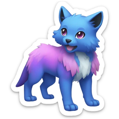 Cute cool black blue purple pink animal hybrid Fakemon full body sticker