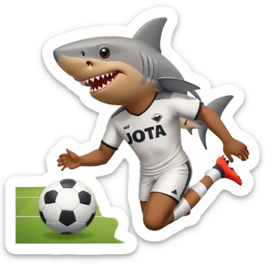a shark wear a football shirt with the name jota and while scoring a goal in soccer sticker