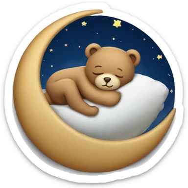 Teddy bear sleeping on the moon sticker