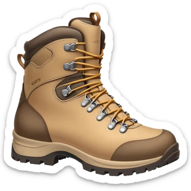 beige hiking boots with Gore-Tex waterproof technology sticker
