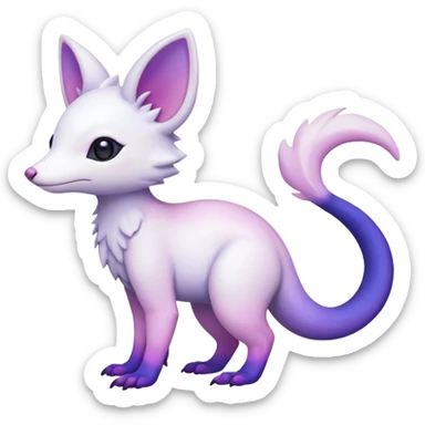  Pure-Snow-White albino cute with indigo-Violet-purple-pinkish-gradient markings beautiful handsome gorgeous aesthetic colorful vibrant Vernid-Trico-species-Fakemon-creature by LiLaiRa, 4 legs, 1 tail, random markings, (full body) sticker
