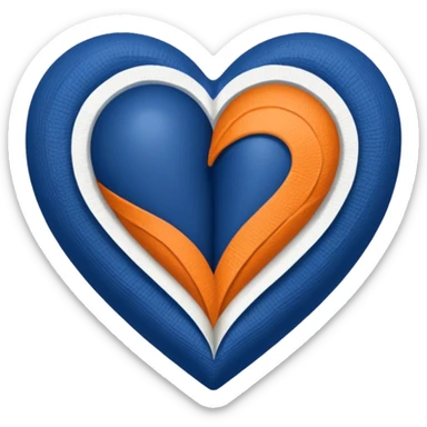 Half dark blue half orange heart split vertically, a white gauze bandage wrapped around the entire heart sticker