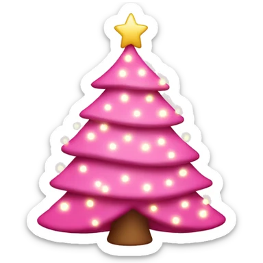 pink christmas tree with fairy lights sticker