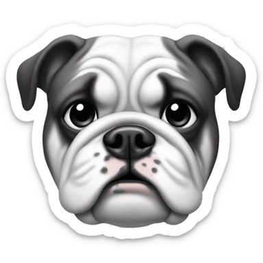 a English bulldog emoji in black and white sticker