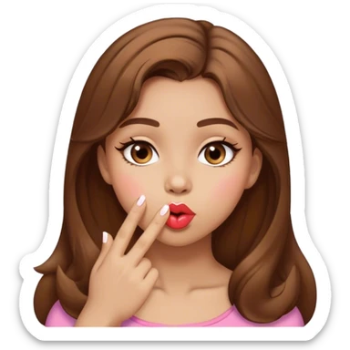girl brown hair Blowing kisses  sticker
