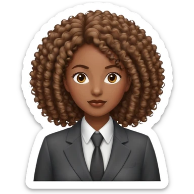 Professional African businesswoman with natural curly hair, wearing business suit, confident expression sticker