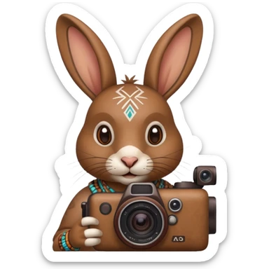 rabit, tribal ethnic ancient rabit with camera sticker