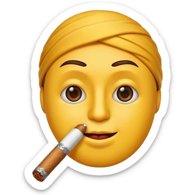 Pon este emoji  🫩 con un cigarro en la boca sticker