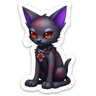 Vampiric dark edgy punk cat fakemon with red purple edgy markings full body  sticker