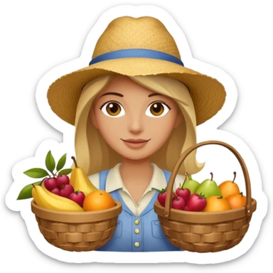 Shopper with fruit basket,Farmers’ Market, background Fruit, market. sticker
