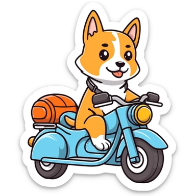 Dog riding motorcycle  sticker