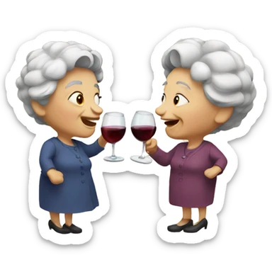 Two old ladies drinking wine sticker