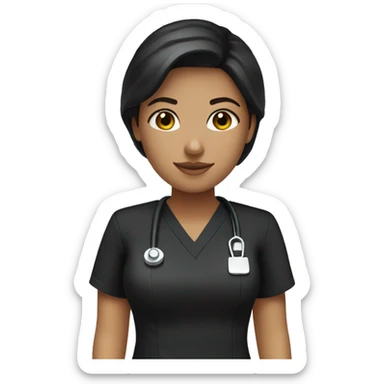 brunette nurse with black scrubs sticker