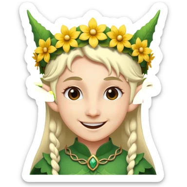 elf with flower crown sticker