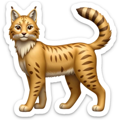 Cinematic-Lynx-Realistic-Full-Body-Standing-Emoji – Tail flicking slightly, head tilted dramatically, powerful yet sleek frame covered in soft golden-brown fur with faint spotting, long legs and large paws poised elegantly, simplified yet realistic focused features, highly detailed, glowing with an almost sarcastic glow. sticker