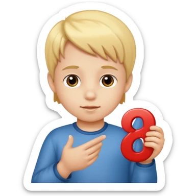 A Lil kid holding 6 7  sticker