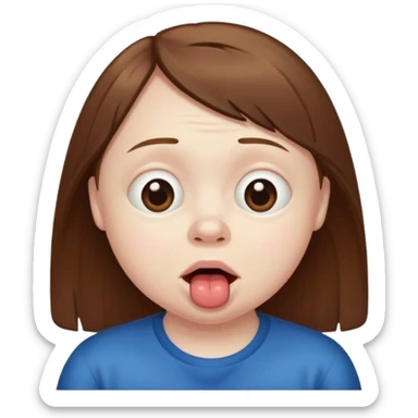 Jaw dispositioned, drooling, cross eye, downsyndrome sticker