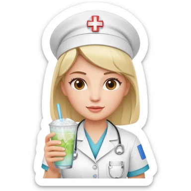 nurse holding icey drink sticker