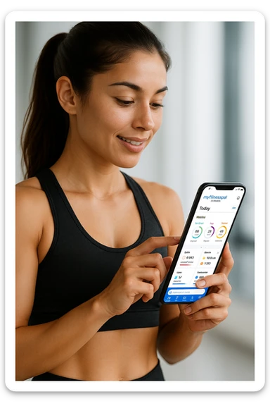 Donna sportiva che usa app contacalorie come myfitnesspal sticker