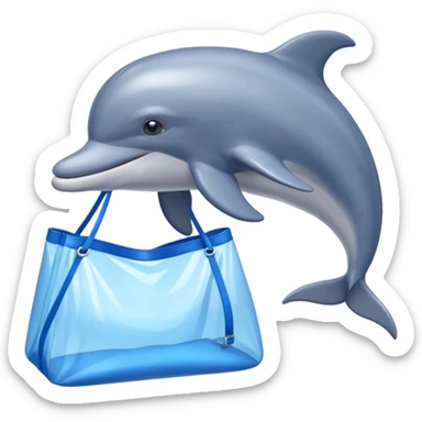 dolphin with nilon bag sticker