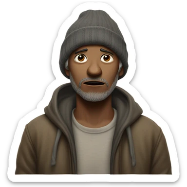 Homeless man with hands out sticker