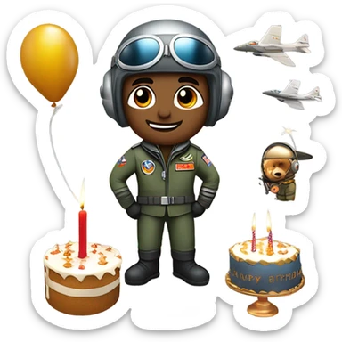 Rolando copper as a fighter pilot celebrating his birthday sticker